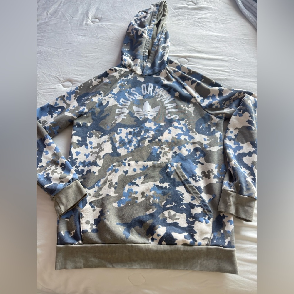 Adidas Originals Blue and Gray Camo Hoodie Boy